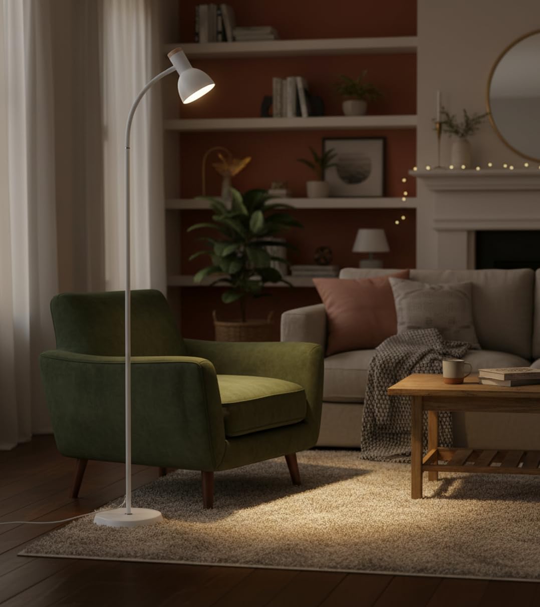 BEL AIR HOME - Lampada da Terra Argos | Piantana Industriale per Soggiorno e Stanza | Design Elegante | 155x22cm, Attacco E-27 (LAMPADINA NON INCLUSA) (BIANCO)