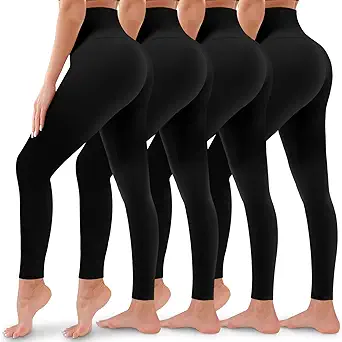 4 Pack Leggings for Women Butt Lift High Waisted Tummy Control No See-Through Yoga Pants Workout Running Leggings