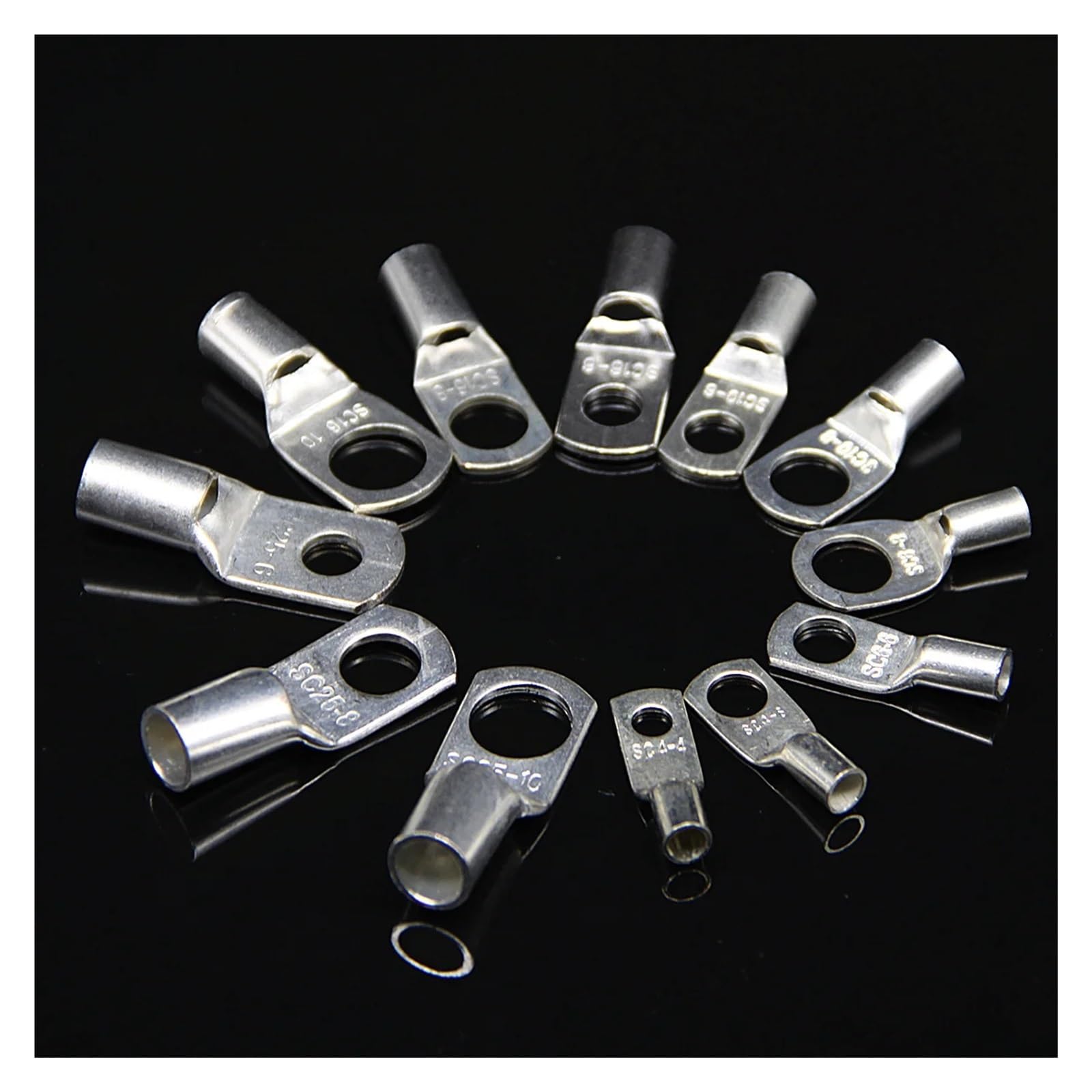 DSZUJTYROP 100PCS SC25-4 Ring Lug Terminals Tinned Copper Tube Seal Battery Wire Connectors Cable Crimped/Soldered Terminal Kit