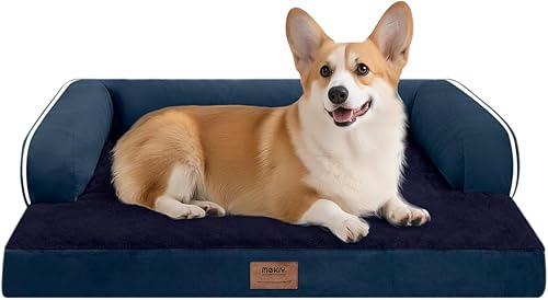 Miniatura 27 de Cama ortopédica extra grande para perros impermeable: cama de espuma viscoelástica para perros XL y extra grandes, sofá sofá, lavable con funda Azul