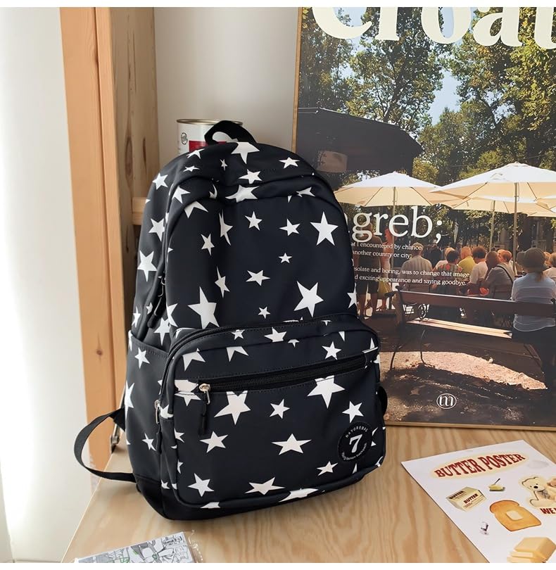Y2K Backpack Women Men, Cute Daypack Grunge Stars Vintage Chic Trendy Design Bookbag Backpack Daily Use Hiking Trip (black)3