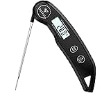 DOQAUS Meat Thermometers, 3S Instant Read Food Thermometer with ±0.5℃ Precision, Backlit LCD, 12cm Stainless Food Probe, Auto On/Off Meat Thermometer Probe for Cooking, Baking, BBQ, Water, Oil, Black