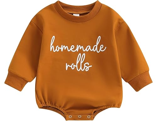 Omkzanbi My Rolls are Homemade Thanksgiving Baby Girl Boy Outfit