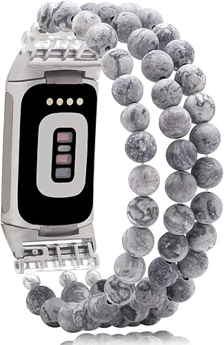 C&L Accessories Compatible con Fitbit Charge 6 bandasFitbit Charge 5 bandas de piedras preciosas naturales hechas a mano ajustables pulseras de