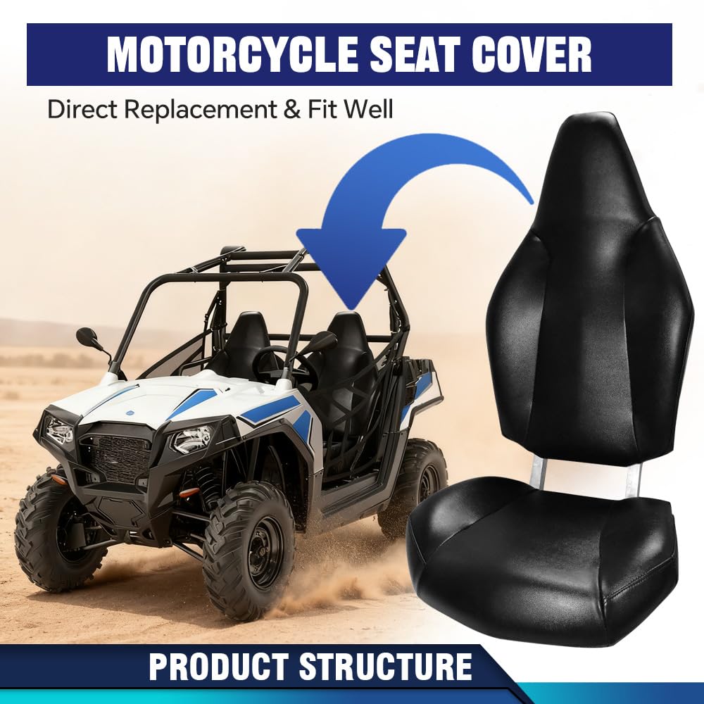 PIT66 Kit de Fundas de Asiento, Compatible con Polaris RZR 570 2012-2018/Polaris RZR 800 2008-2014/Polaris RZR 900 2011-2014/ACE 325/570 2014-2017, Vinilo Negro