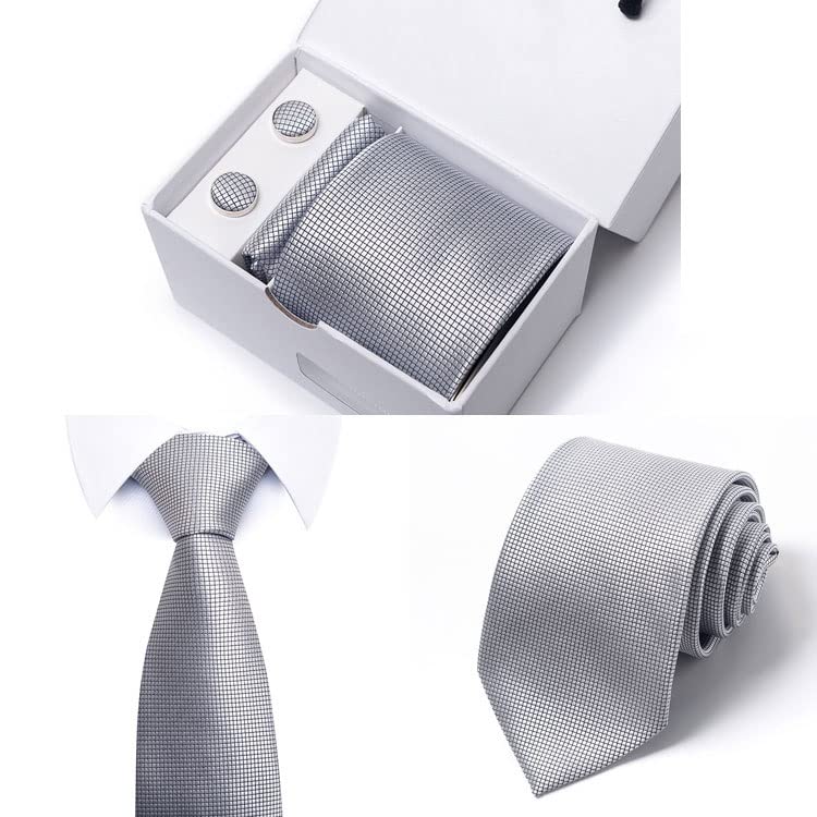 Set de corbata, pañuelo y gemelos de seda para hombre miniatura 3