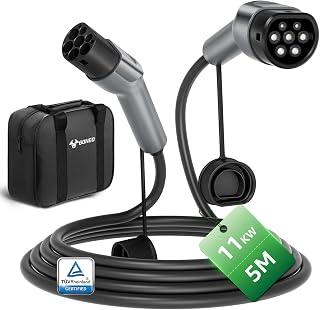 GONEO Typ 2 Ladekabel 11kW 5M, 16A 3-Phasig Mode 3 Schnellladekabel, IP54 TPU Abriebfest, Kompatibel mit Tesla/VW/BMW/Audi, für Elektroauto & PHEV, inklusive Tragetasche