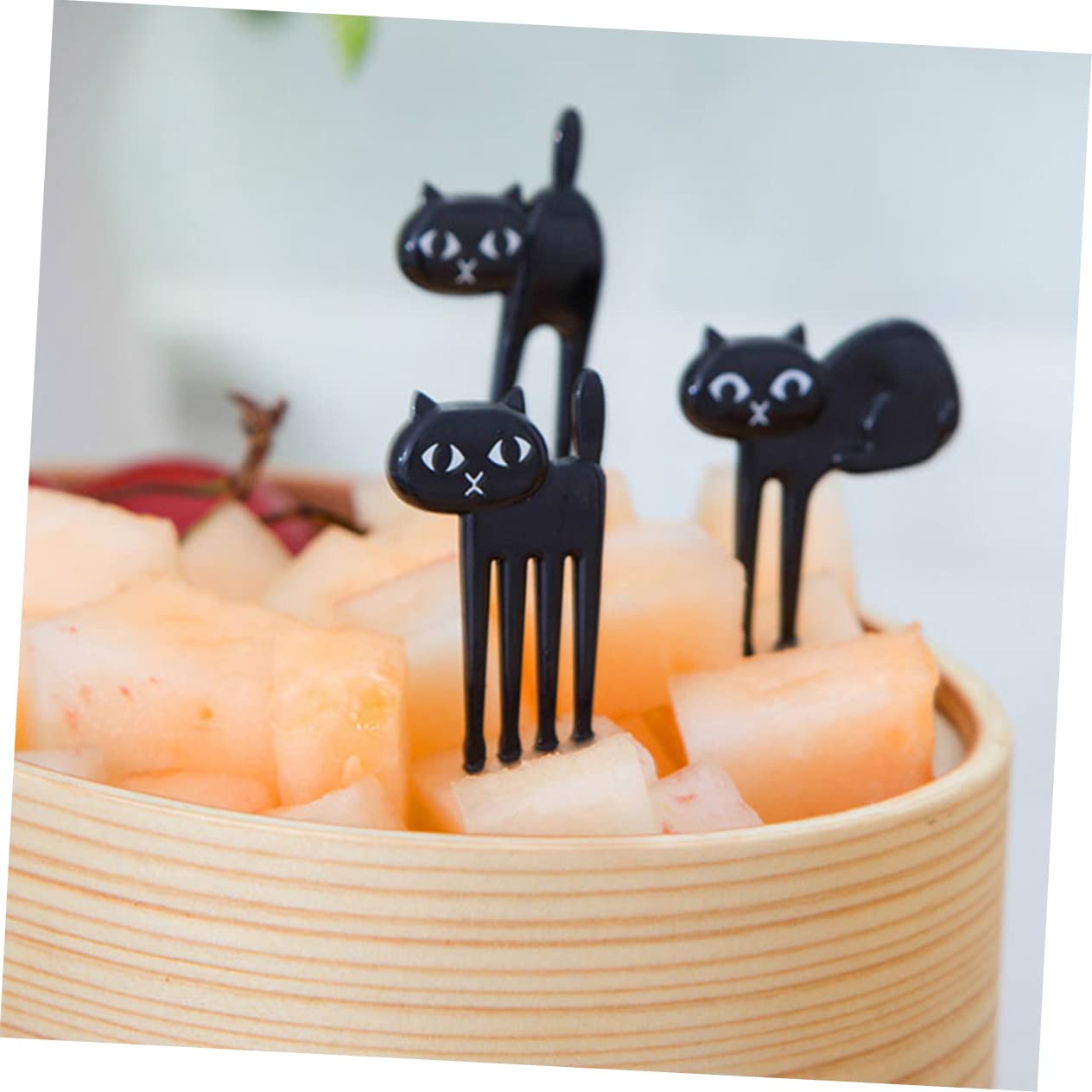 6pcs Cat Bento Picks Cat Food Picks Kitten Fruit Fork Animal Fruit Fork Cat Fruit Party Fork