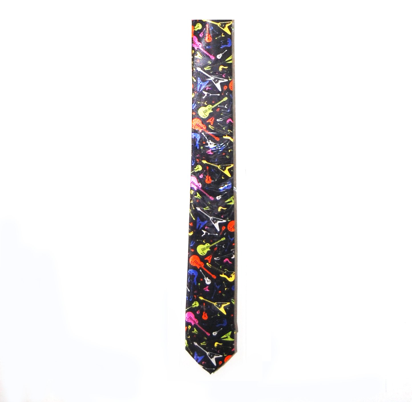 Mytoptrendz® Novelty Guitar Tie (Black tie with coloured Guitars) Funky