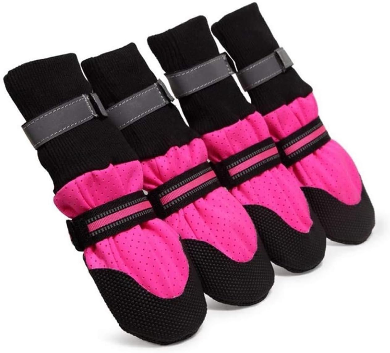 4PCS Waterproof Dog Boots with Anti-Slip Soles, Winter Snow Paw Protectors for Medium Large Dogs Outdoor Activities(Pink,XL)