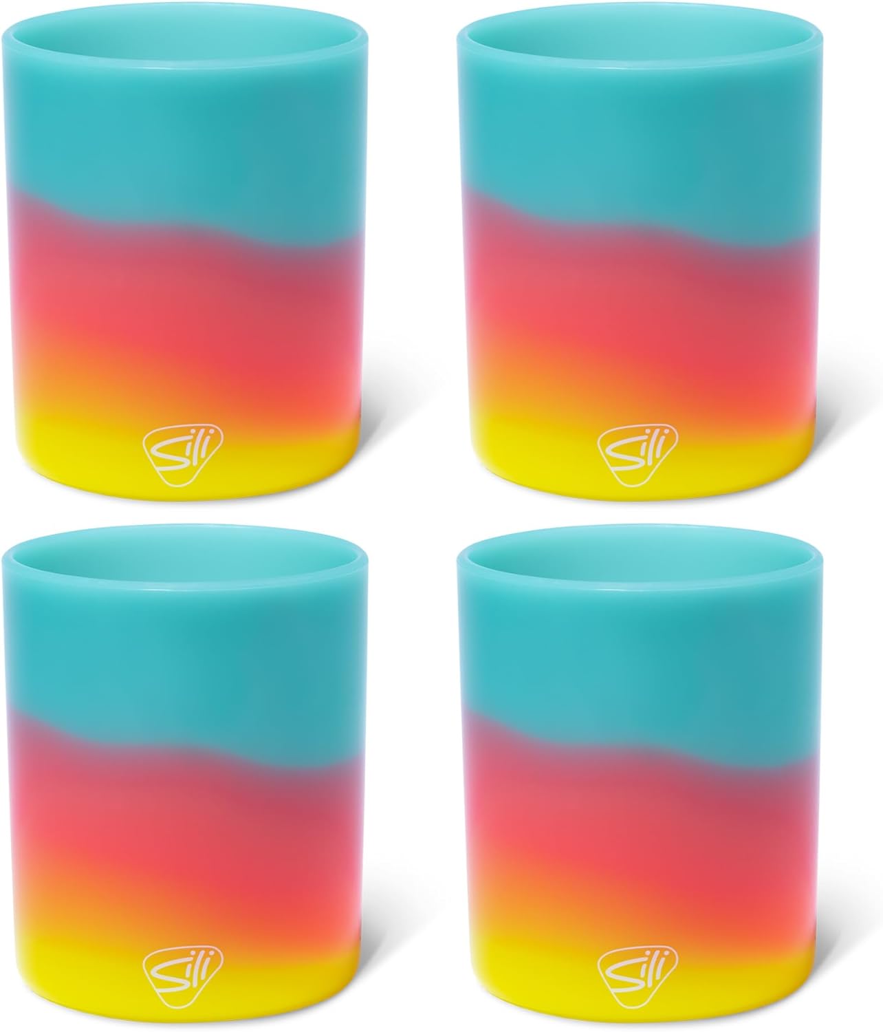 Silipint 12oz Silicone Whiskey Rock Glass – Unbreakable Bourbon Glass BPA Free Non-Toxic Freezer Microwave & Dishwasher Safe – Drink ware for Whiskey Bourbon Scotch Cocktails Pack of 4 Aurora