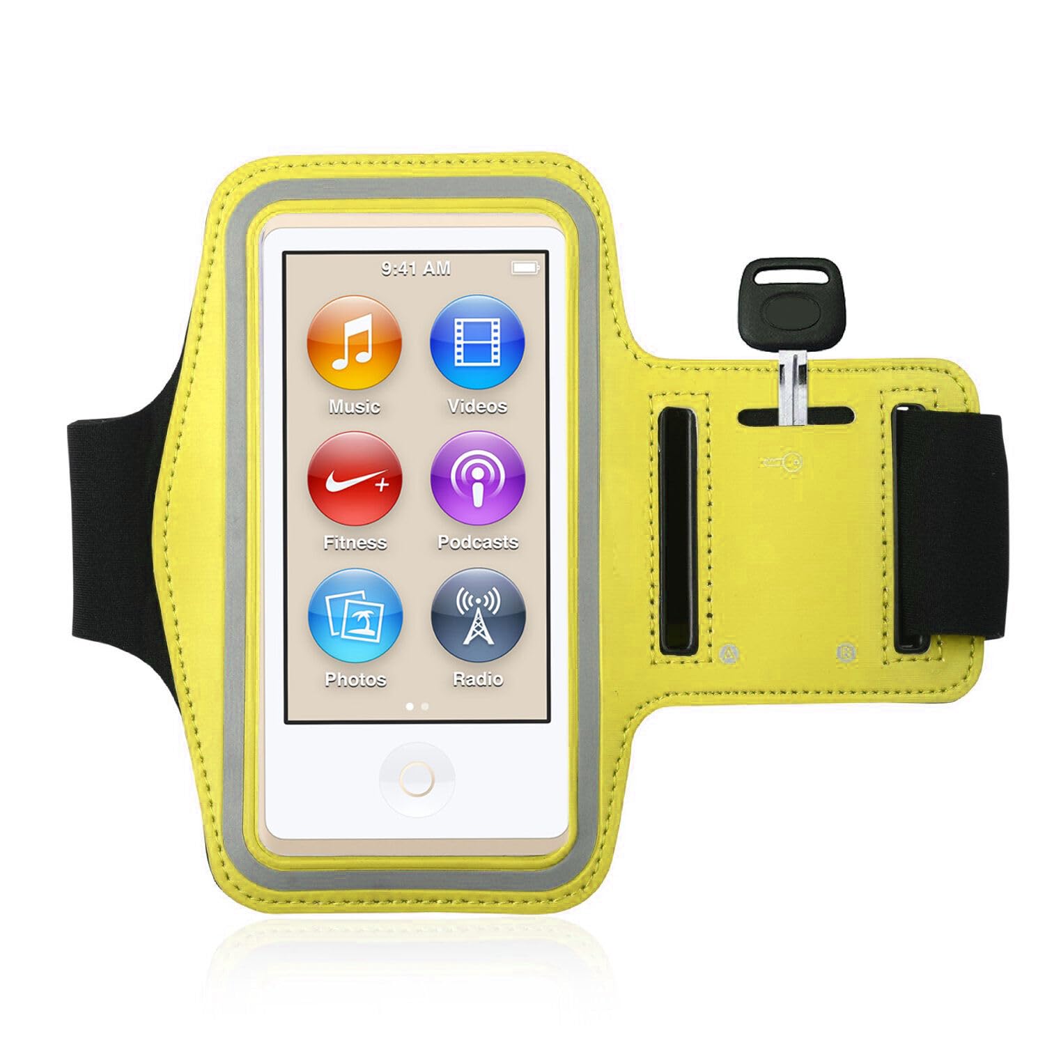 Premium Water Resistant Gym Sports Workout Wrist Band Strap Armband Case for Apple iPod Nano 7th 8th Generation (Yellow)