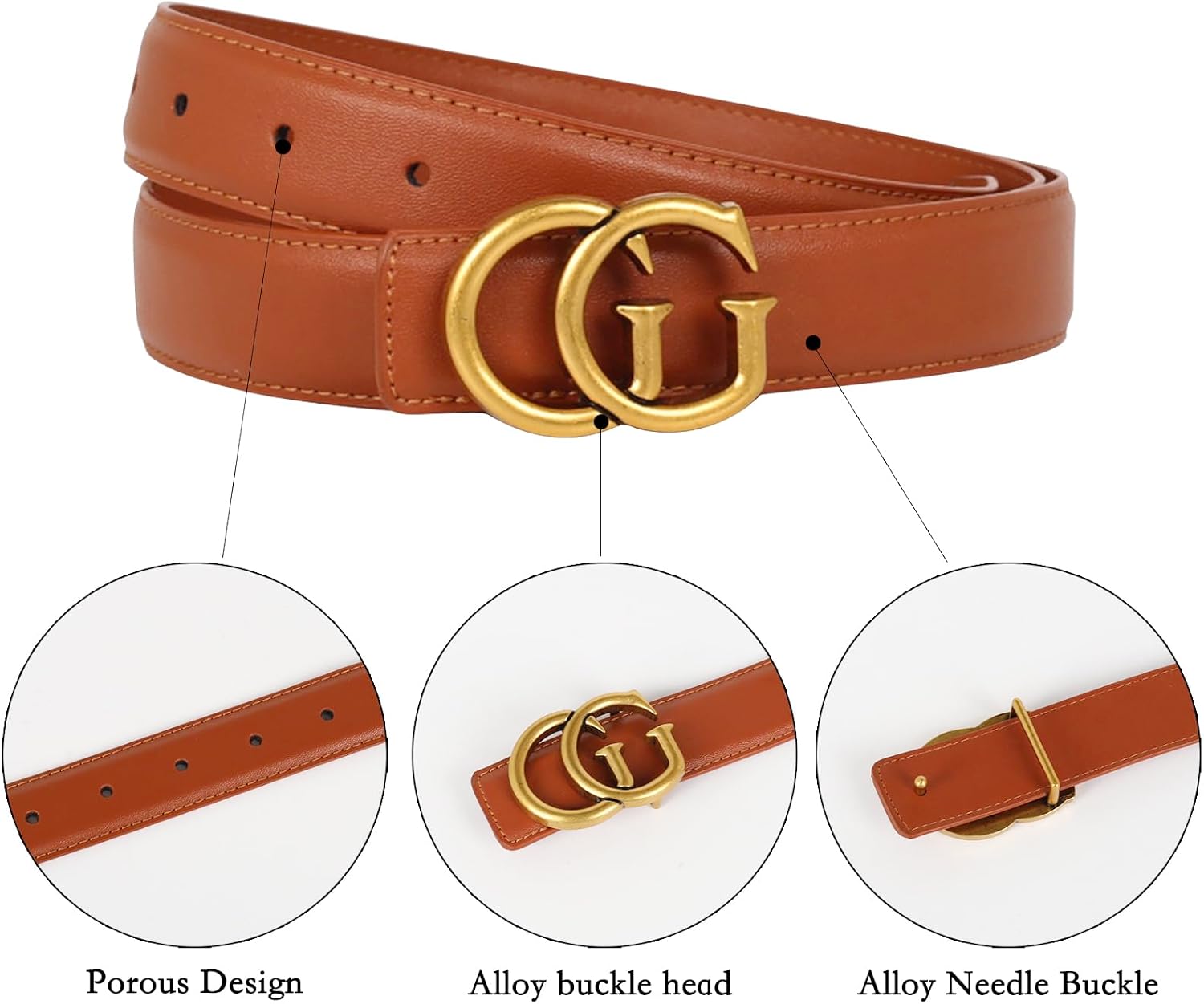 Women's Leather Belt with Buckle - Ideal for Dresses, Jeans, and Coats image 2