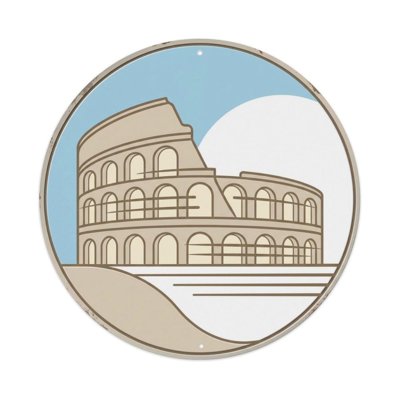 Verona Streamline Arena Travel Metal Tin Sign Plaque Wall Decor for Cafe, Club Bar, Office, Home Garden Round Metal Poster 8x8Inch