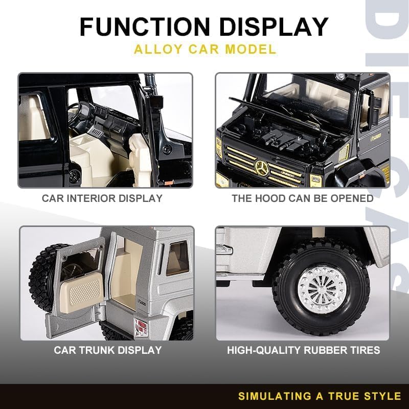 Image of VARIYA ENTERPRISE Exclusive Alloy Metal Pull Back Die-Cast Car Diecast Metal Pullback Toy Car with Openable 6 Doors,Light Music Boys Gifts Toys (1:24 Unimog U5000-Multicolor)