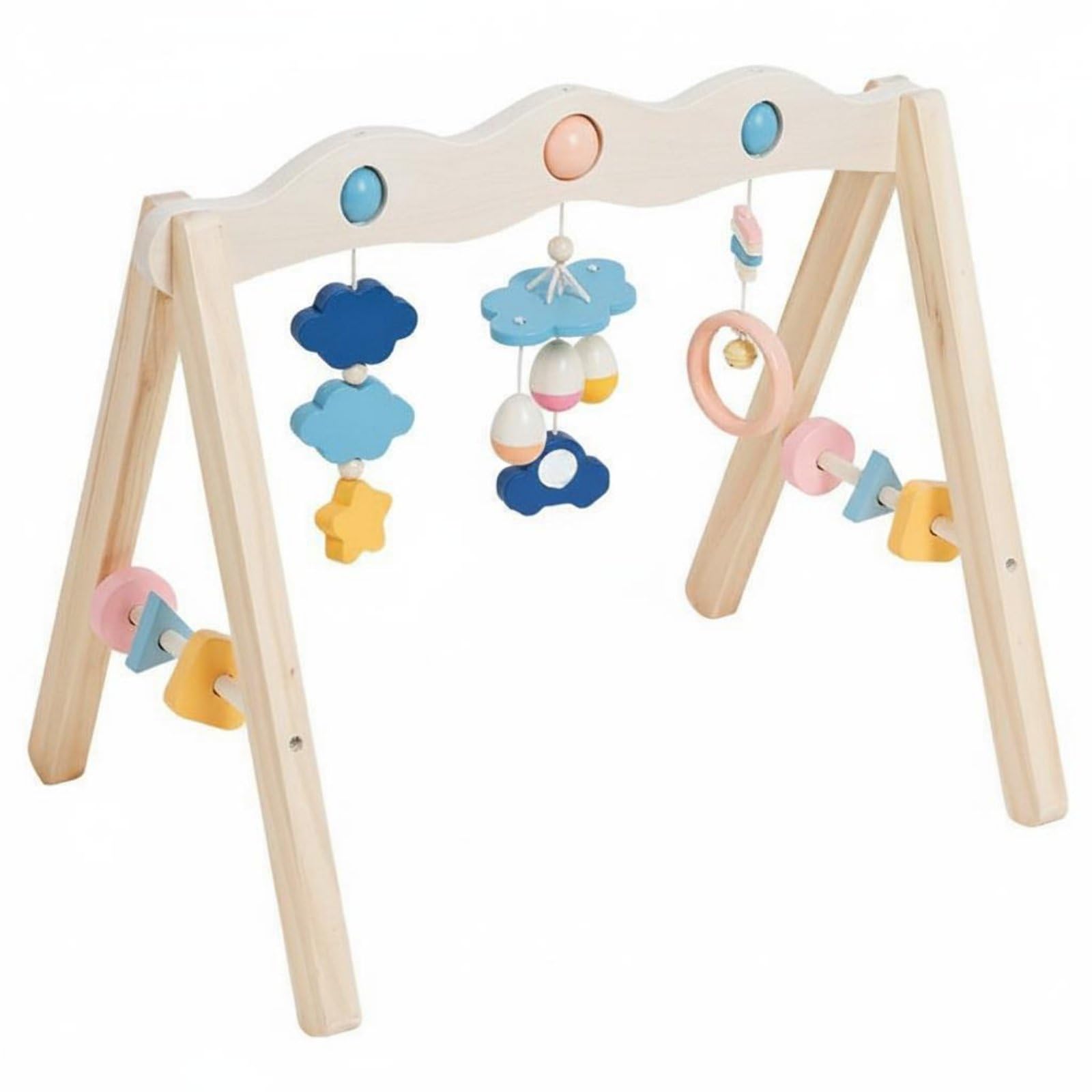 Amagogo Spielbogen Holz Gym Spieltrapez Aktivitätsrahmen Greifspielzeug Motoriktrainer Inspiriert Natürliche für s Spielmatte Zuhause Kita