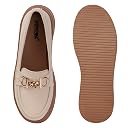 Vendoz Women’s Platform Loafers || Stylish Slip-On Casual Shoes with Metal Buckle | Comfortable Everyday Mocassins Ballet I for Casual Office Formal Party Occasion Cream gallery image