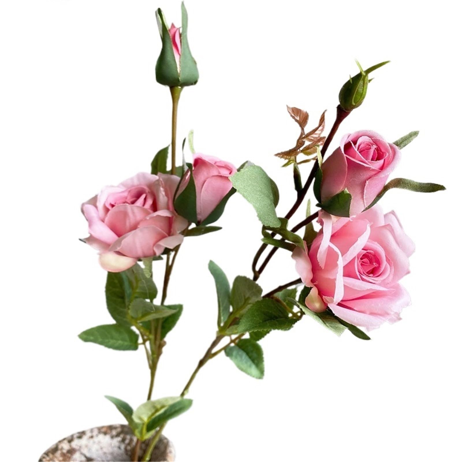 LuoAXINN Artificial Flower Branches 5 Pcs Delicate Roses Branch Silk Artificial Flowers Home Wedding Decoration Rose With Leaves(Color3)