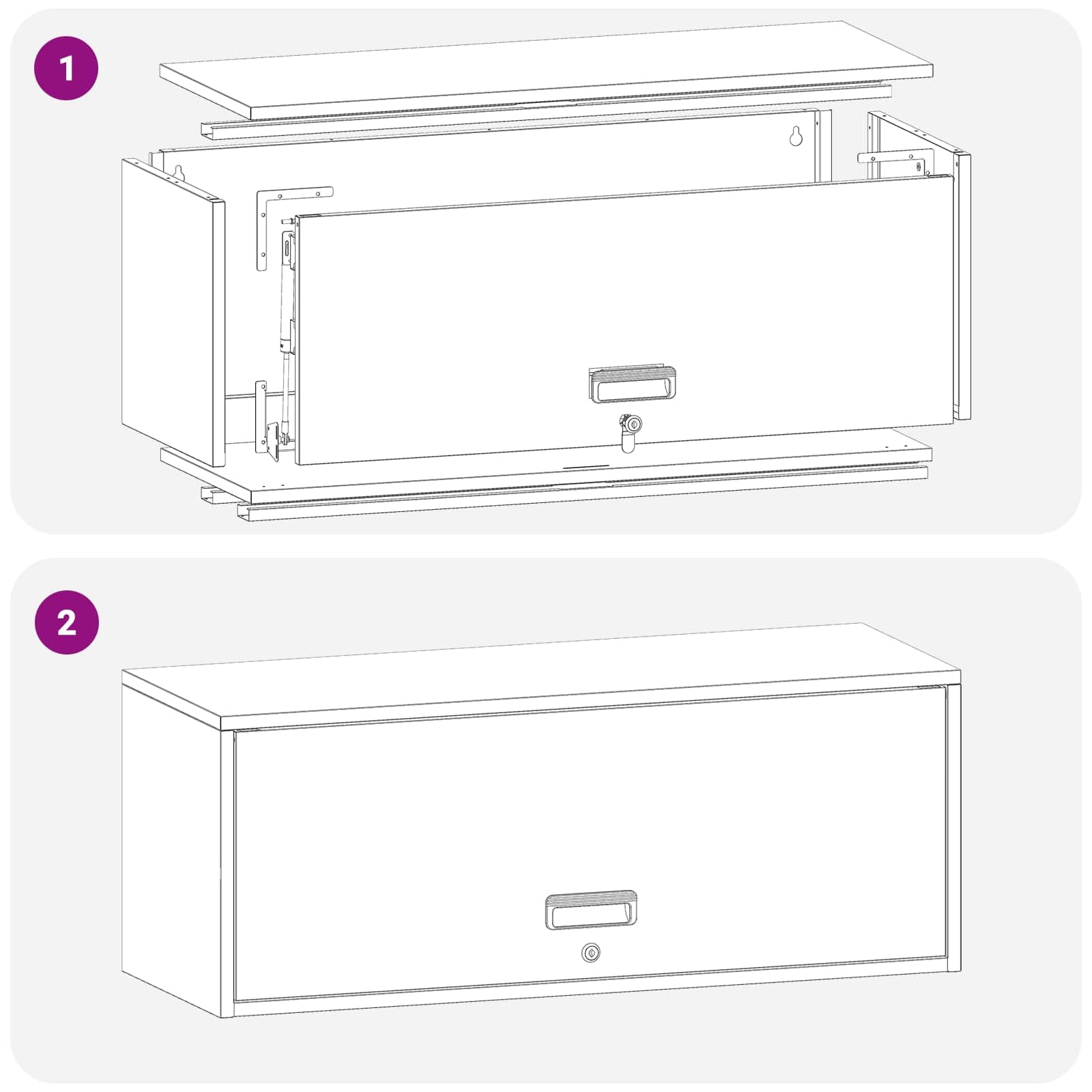 Armario de pared para garaje con elevador a presión de gas, puerta antracita, acero recubierto de polvo, 33 x 90 x 35 cm, con cerradura, espacio para herramientas, oficina, salón, pasillo