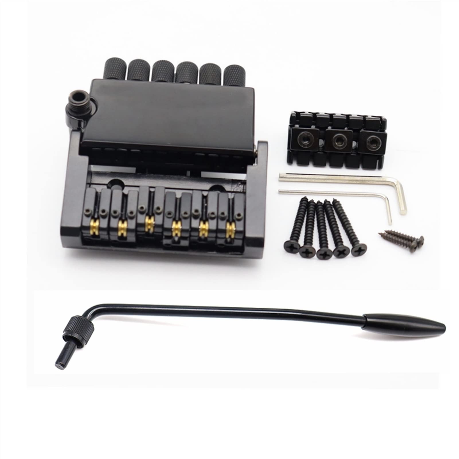 Parti di ricambio chitarra 1 Set Guitar Bridge Tarchpiece Roller Sella Per 6 Corde Per Chitarra Senza Testa Nero