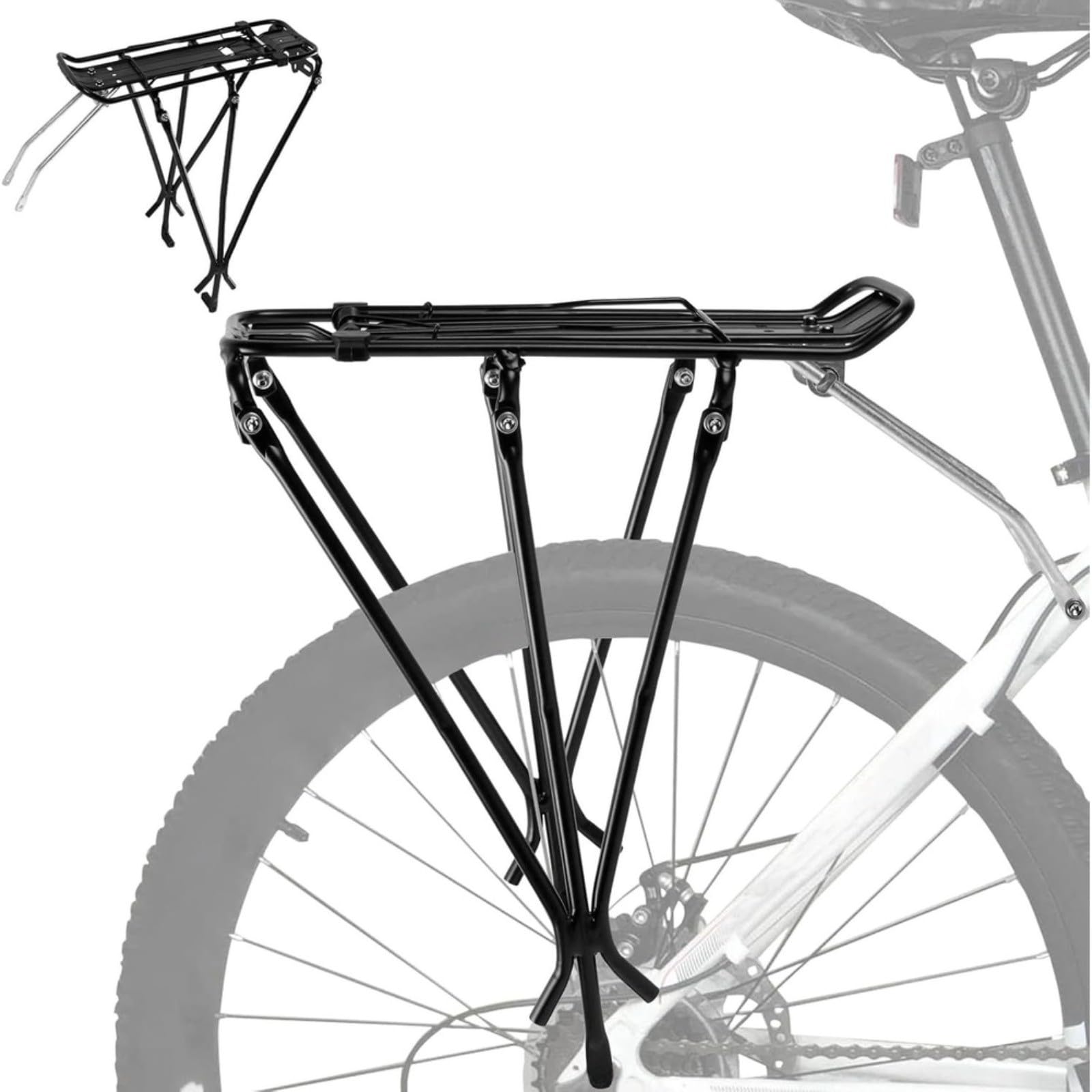 Porte-bagages arrière vélo en alu 25kg pour VTT à frein à disque