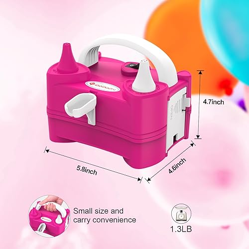 Miniatura 5 de IDAODAN Bomba eléctrica de globo de aire portátil de doble boquilla de 110 V 600 W, inflador eléctrico de globos para decoración de fiestas de niños
