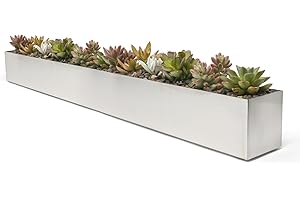 Buhbo Brushed Stainless Steel Rectangle Planter