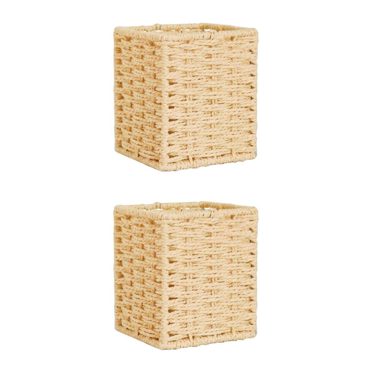 VILLCASE 2 Cajas De Papelería Decorativas Contenedor De Bolígrafos Tejido Portalápices De Algas Marinas Contenedores De Escritorio De Oficina Cesta De Almacenamiento