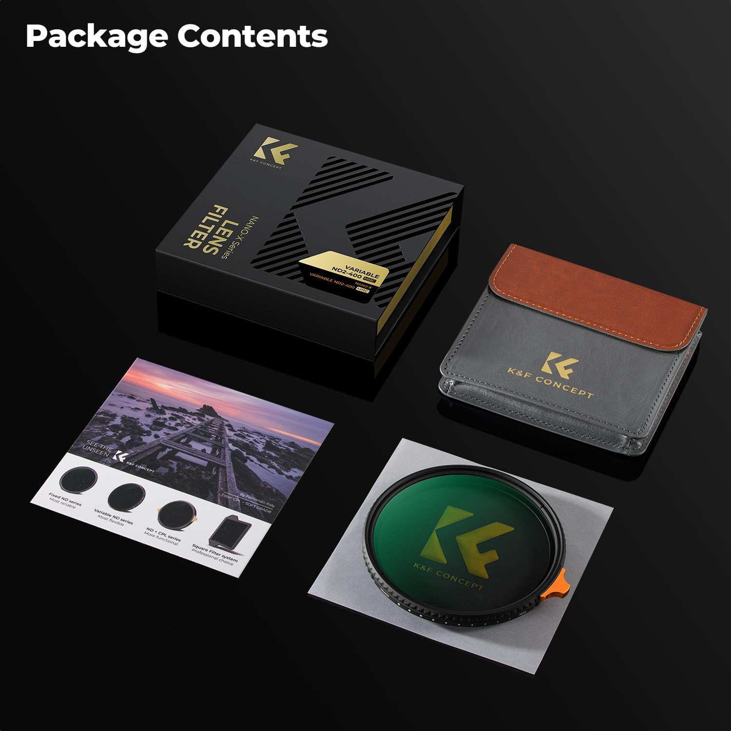 K&F CONCEPT 37mm Putter Variable ND Filter ND2-400 (1-9 Stops) 28 Multi-Layer Coatings Import AGC Glass Adjustable Neutral Density Filter for Camera Lens (Nano-X Series)