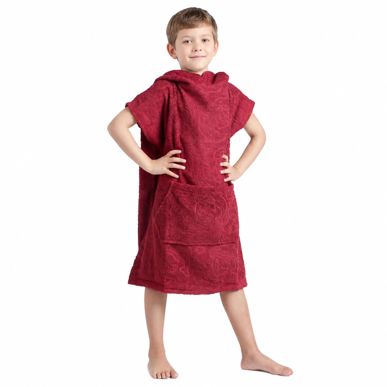 ALLEN &amp; MATE Kids Hooded Towel Poncho, 100% Cotton Swim Cover-Up, 6-13 Yrs
