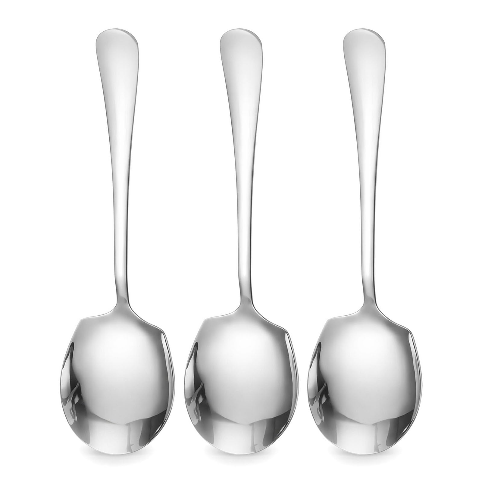 3 Pcs Large Serving Spoons Set, Premium Stainless Steel Buffet Serving Spoon with Long Handle, Heavy Duty Table Spoons Cutlery for Kitchen Cooking Restaurant Banquet and Salad Servers