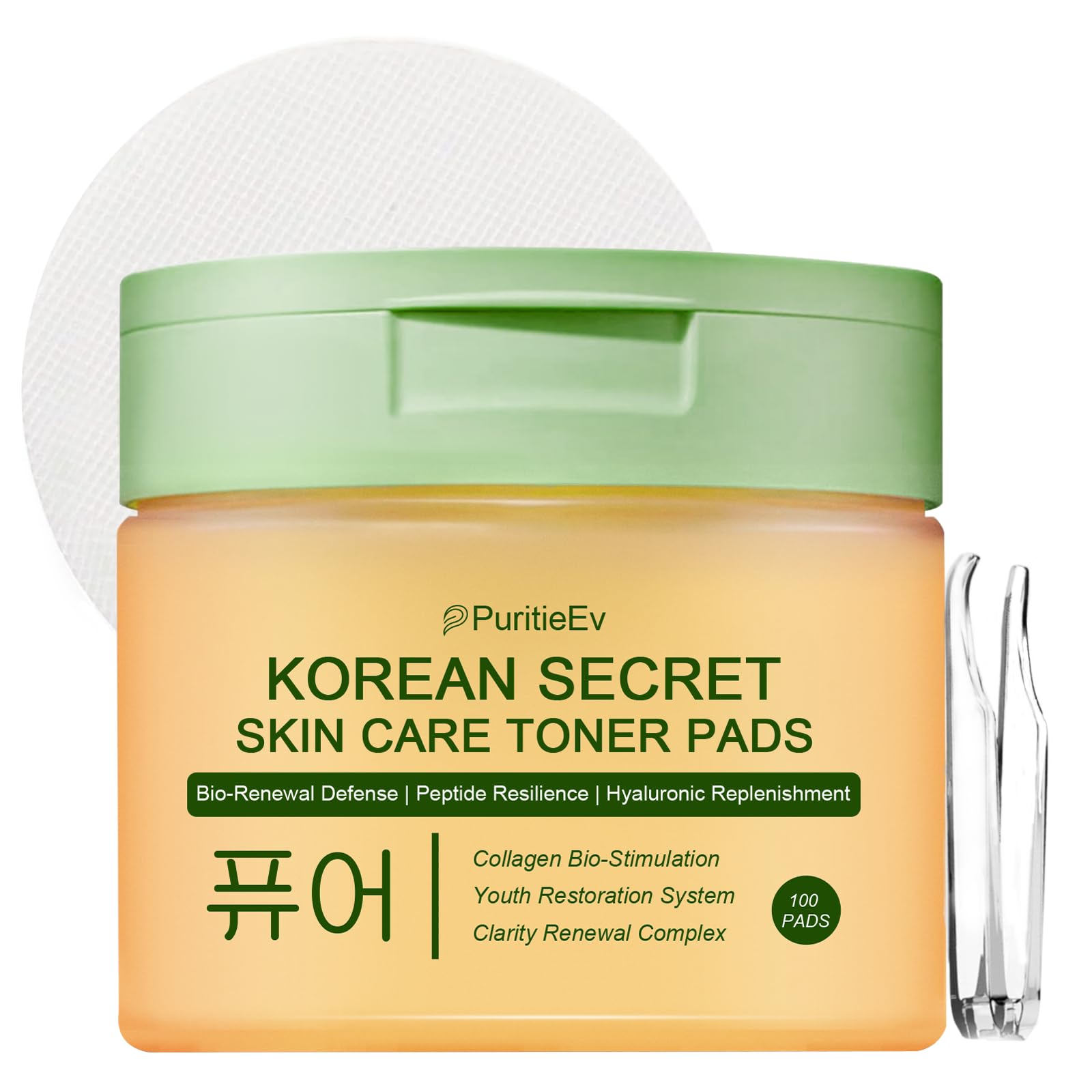Korean Skin Care Toner Pads with Snail Mucin, 100 Count