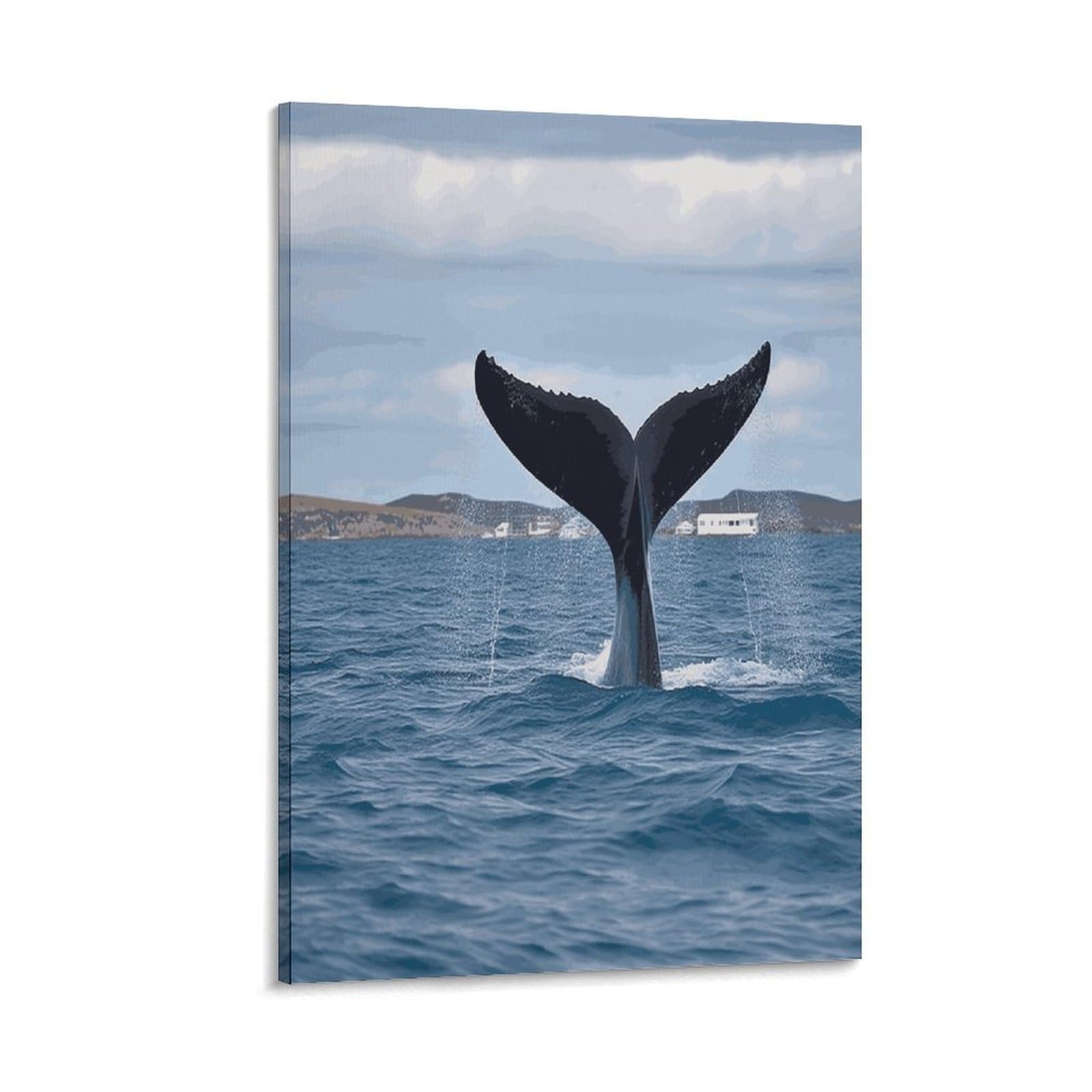 LDGSUPH Whale Tail Canvas Wall Art Prints Hangable Decor Painting for Wall Prints Painting Artwork Modern Decorative Artwork Ready to Hang Wall Pictures for Home Decor 24x36inch(60x90cm)