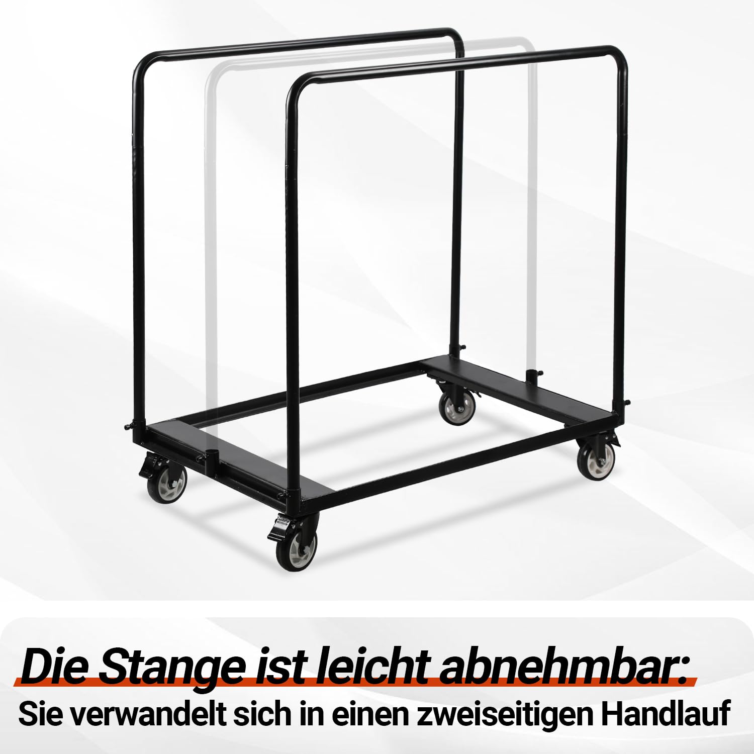Fiqops Plattenwagen aus Eisen, Tragkraft bis 680 kg,Plattentransporter mit Universalrädern,Transporthilfe Plattenroller,Plattformwagen Schwerlast Rollwagen,Schwarz