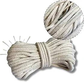 Corda para secador de roupas e varal 100% Algodão 15m x 5mm, Trançada Resistente, Alta Durabilidade, Secagem Segura