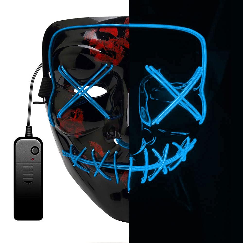 LISGO Halloween Masks, LED Purge Mask, Light Up Mask, Scary Masks with 3 Lighting Modes - Image 2