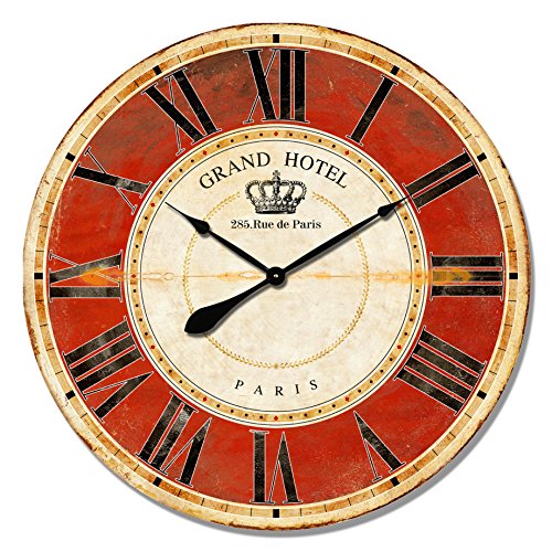 Alices Collection- Grande Horloge Murale en Bois (MDF)  Style Vintage  Diametre 80cm