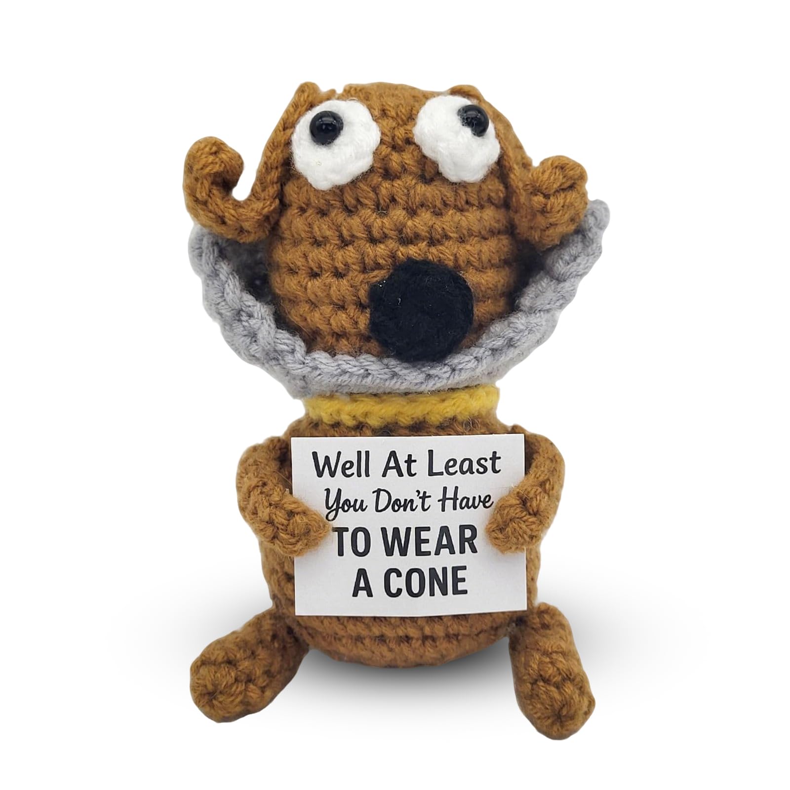 Qubitly Well at Least You Don’t Have to Wear a Cone, Funny Crochet Dog Get Well Gift, Emotional Support Dog