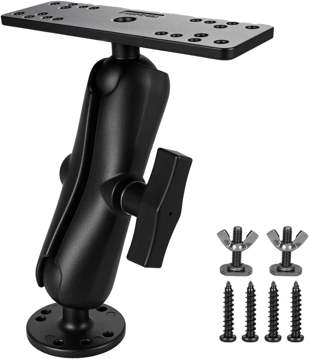 Aluminum Fish Finder Mount for Boat/Kayak,with T-Bolts for Kayak Tracks, 1.5" / C Size Ball, Compatible with Garmin, Lowrance, Humminbird Fishfinder