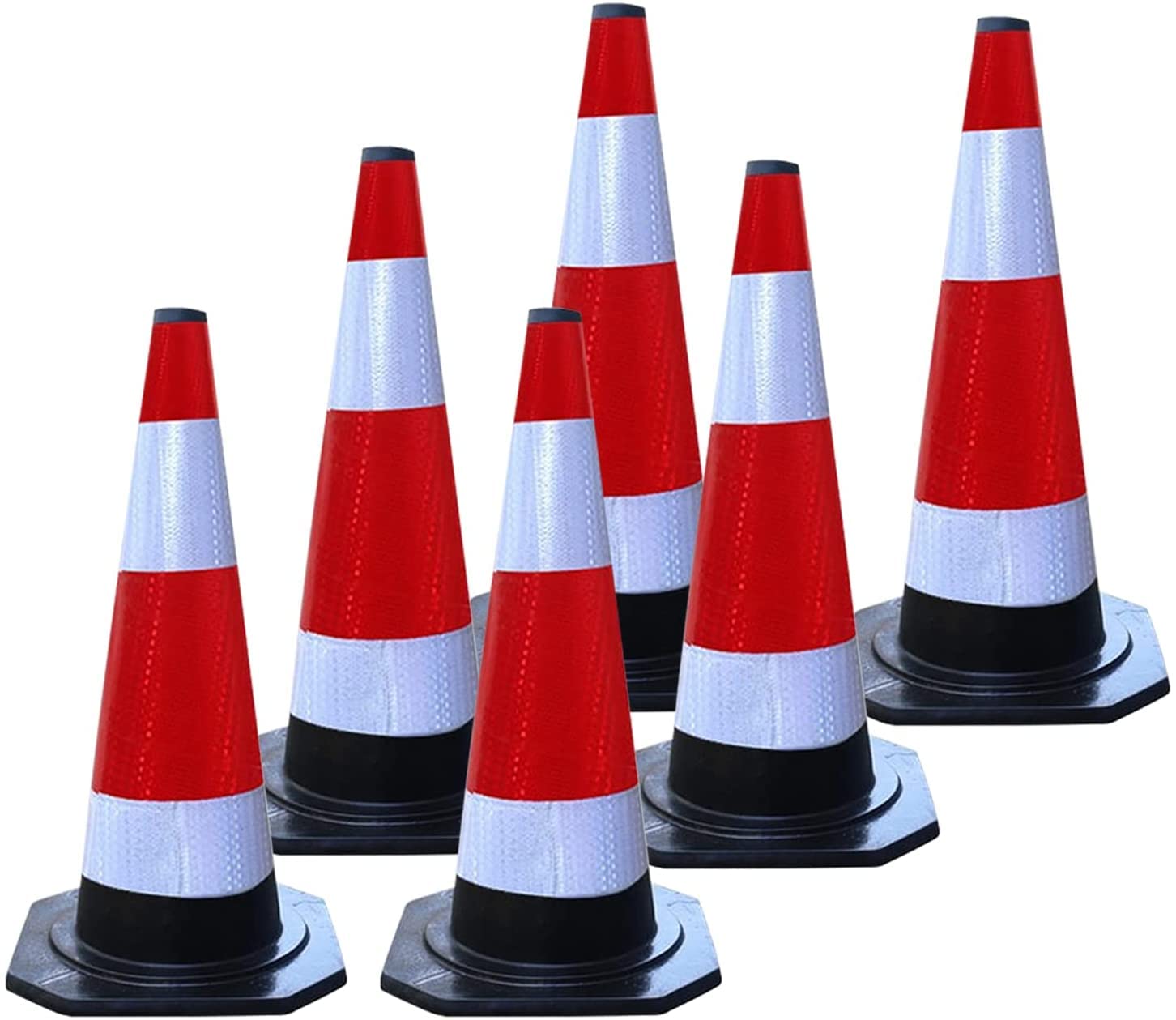 Cônes de sécurité réfléchissants parfaits - Cônes de stationnement pour chantier routier - Cônes de danger polyvalents lestés pour la formation à la conduite et l'allée (lot de 4 H) (lot de 6 H)
