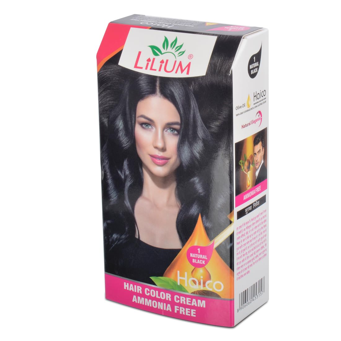 Lilium Herbal Haico Natural Black Hair Color Cream 100ml | Ammonia Free | Salon Quality Shine | Effortless Glamour & Shine | Nature's Charm Of Authentic Black Shades