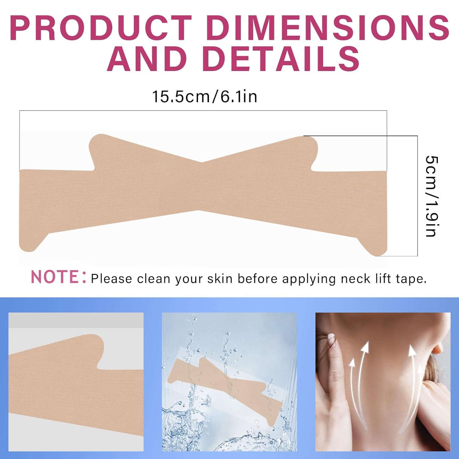 Neck Wrinkle Patches, High Elastic Neck Strips, Instant Tape for Lifting Loose Skin, Improve Fine Lines & Wrinkles, 10 Count (Brown, Normal)