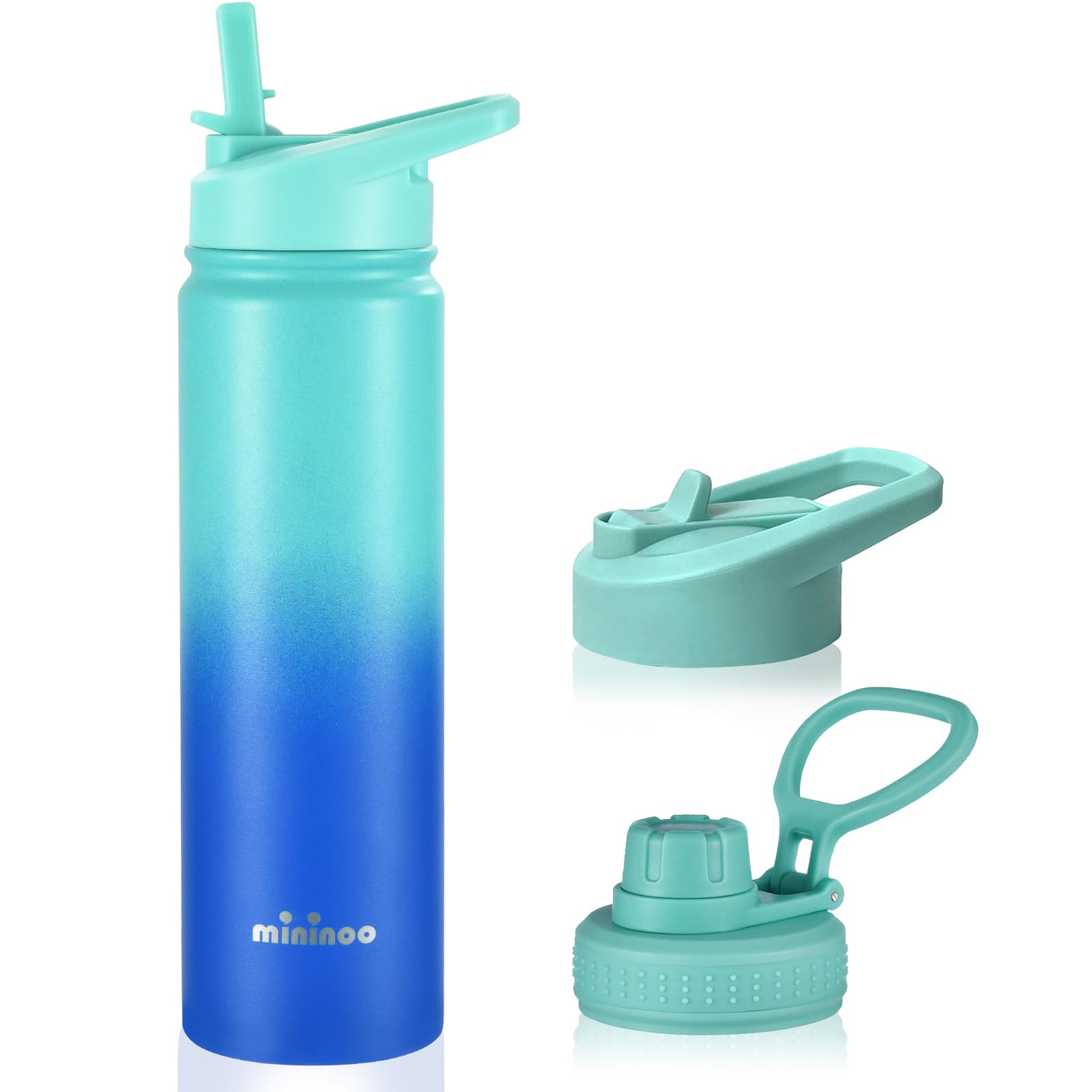 mininoo Insulated Stainless Steel Water Bottle with Straw and Lid for Sports, 24 oz, Pacific Dream