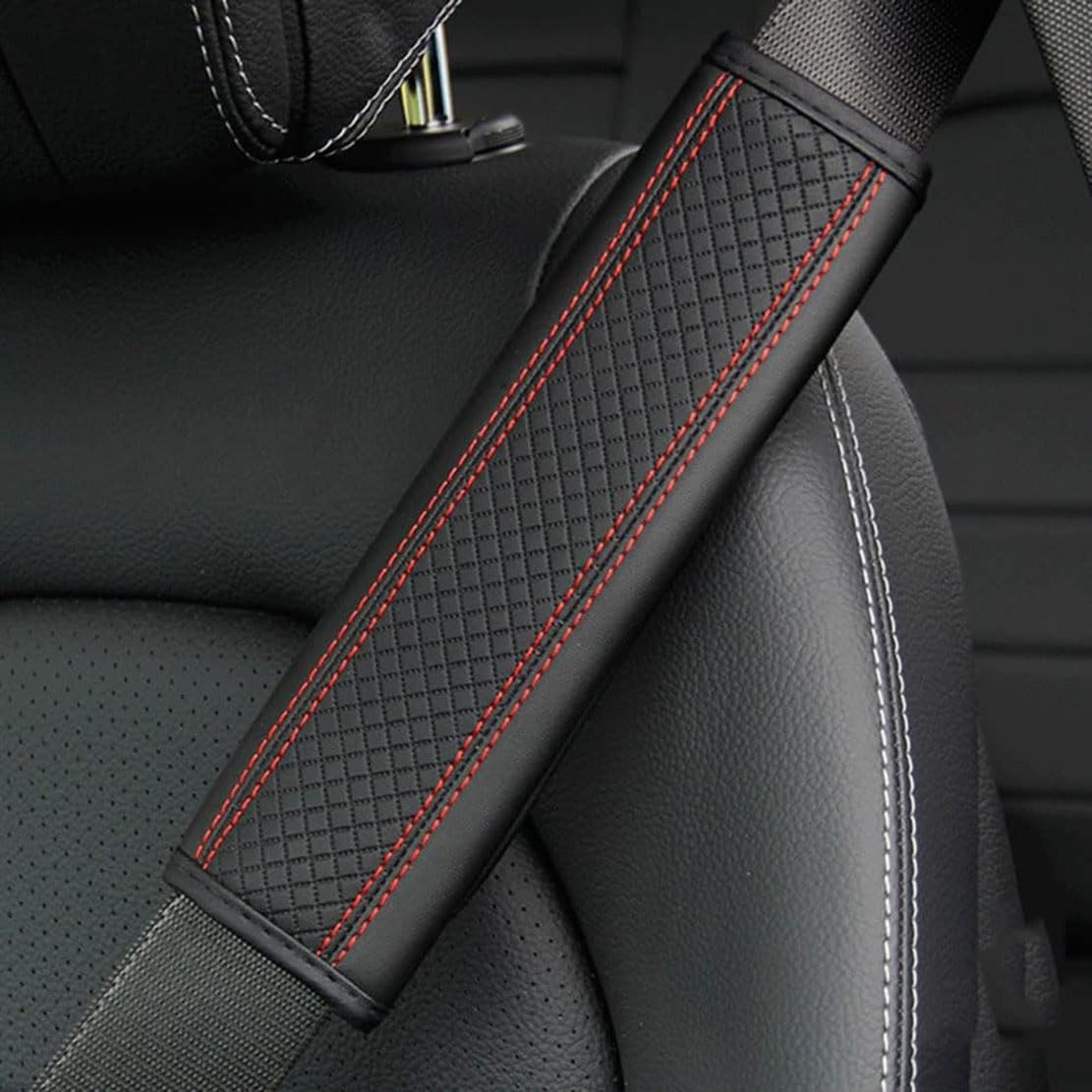 Car Seat belt Strap Cover,Compatible with Volvo RDESIGN C30 C40 C70 S40 S60 S80 S90,Seat Belt Pad Cover 2 Pacs,A-black red