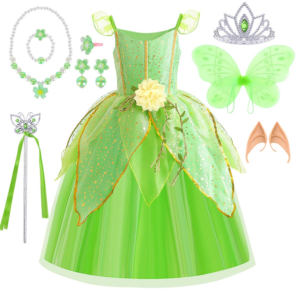 YYDSXK Tinkerbell Disfraz Niñas, Hada Princesa Disfraces Disfraz Hada Mariposa Princesa Vestido, Niñas Hada Disfraz Princesa Vestido para Niños Fiesta Cumpleaños Carnaval Halloween Cosplay