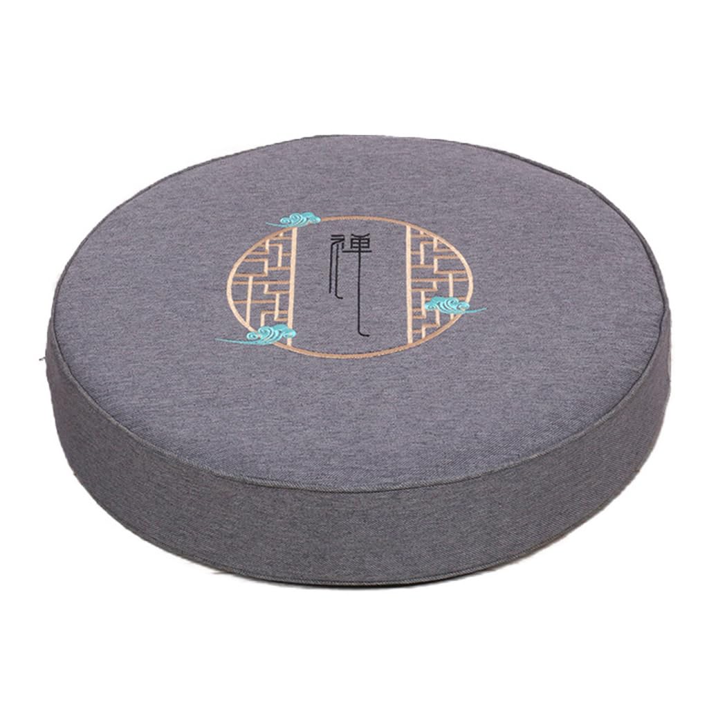 Cojín redondo para meditación, cojín de meditación, tapete de meditación, tapete de yoga para yoga, almohada de suelo transpirable japonés tatami, gris, 60 cm