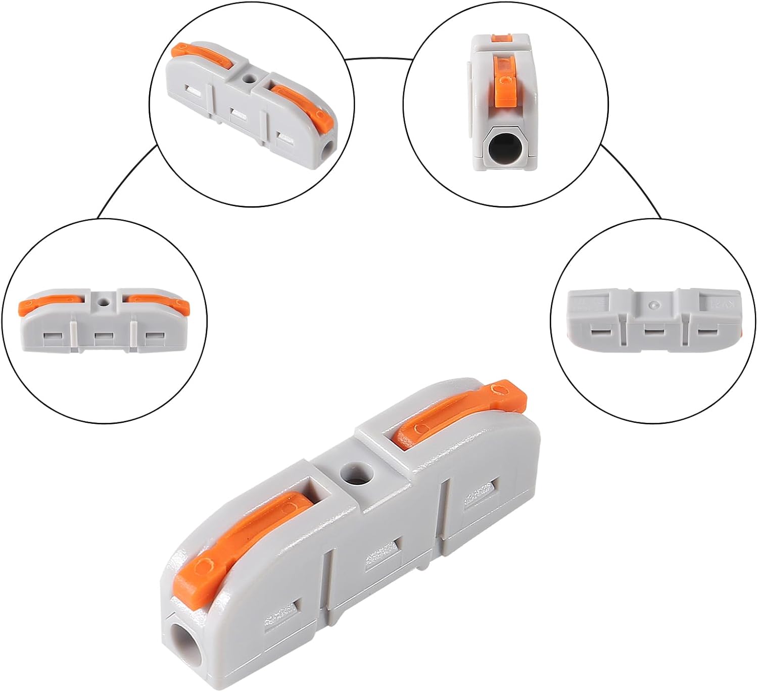 30PCS Quick Terminal Wire Connectors 600V 32A Conductor Compact Connector Electrical Wiring Terminal Lever Wire Connectors for Circuit Inline Splices(1 in 1 Out Orange)