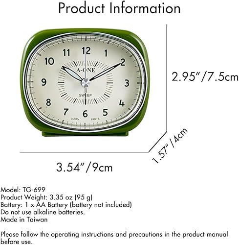 Miniatura 5 de Reloj despertador silencioso cuadrado redondo  Diseño híbrido único, sin tictac, funciona con pilas, perfecto para decoración de dormitorio, oficina