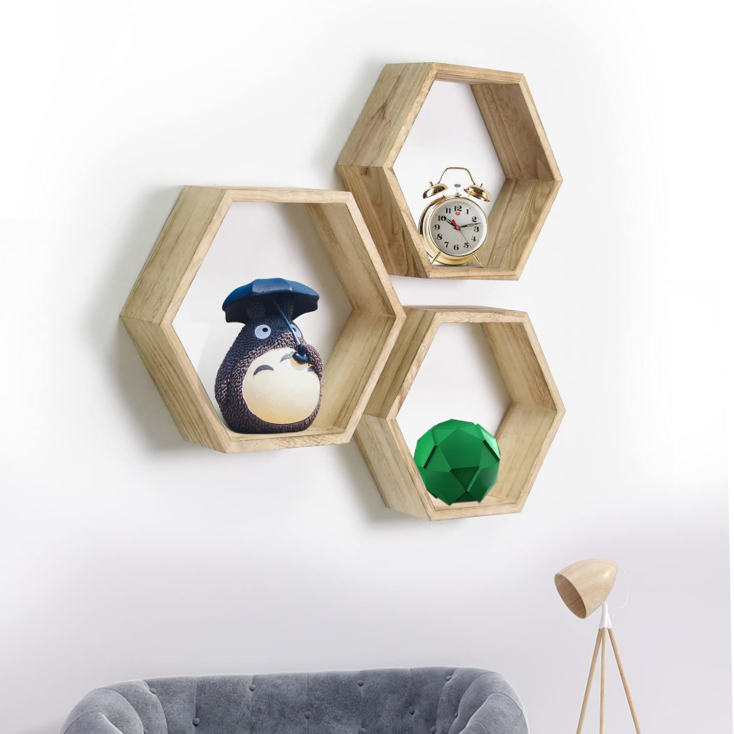 Lejorain Hexagon Floating Wall Shelves Wall Mounted Shelves