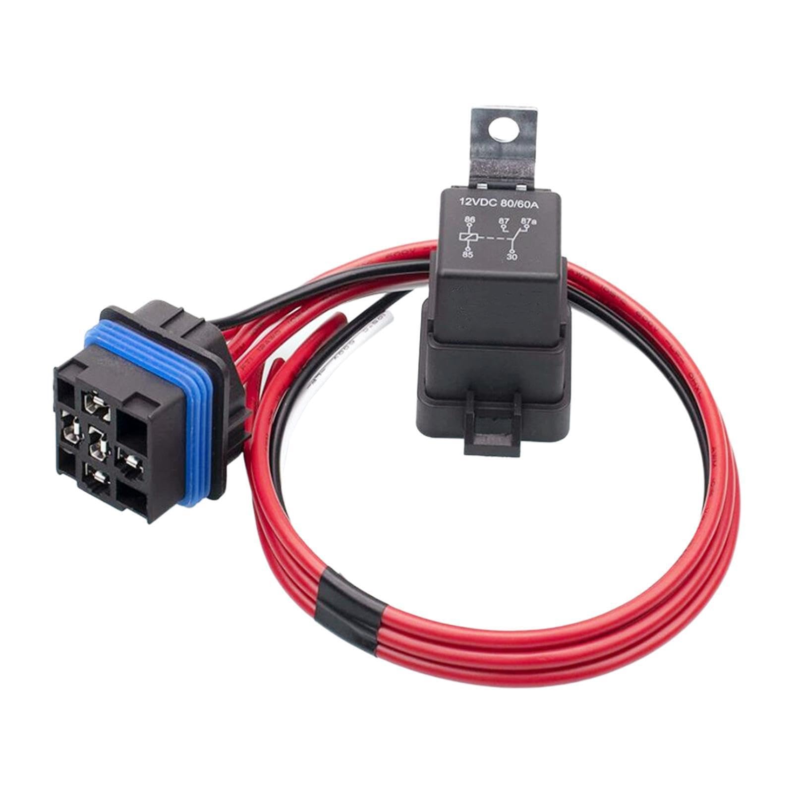 TUXCAXI Automobile Relay Harness 60A 80A Kit Reliable 5 Pin for Marine Easy to Install in Cars and Trucks Automotive Relay is Made of Plastic + Metal Car, 80A 60A 12V5P, 5.12x3.98x1.46cm